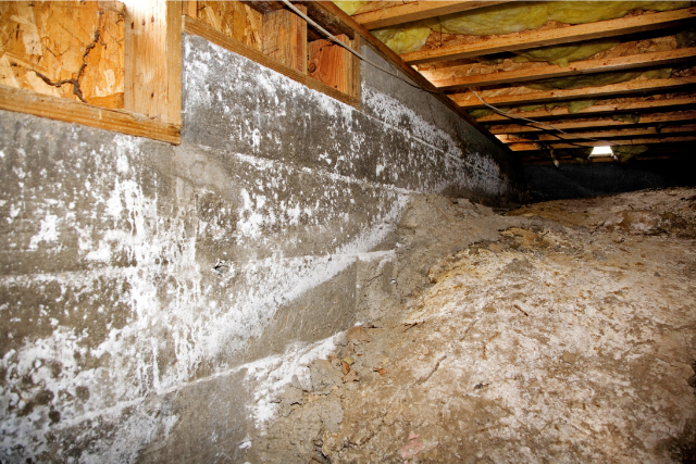 Growing mold in a residential crawl space